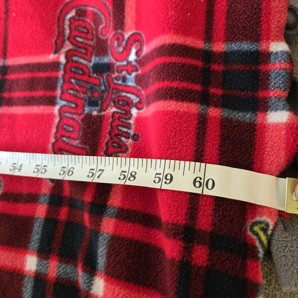 Fleece Knotted Tied Blanket Throw - St Louis Cardinals MLB L63"X W53" Red Plaid - Picture 3 of 6
